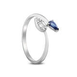 14K Gold Tear Drop Sapphire and Diamond Ring