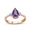  14K Gold Pear Amethyst Gemstone Ring