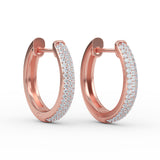 14K Gold Three Row Diamond Huggie Earrings