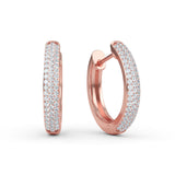 14K Gold Three Row Diamond Huggie Earrings