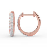 14K Gold Three Row Diamond Huggie Earrings