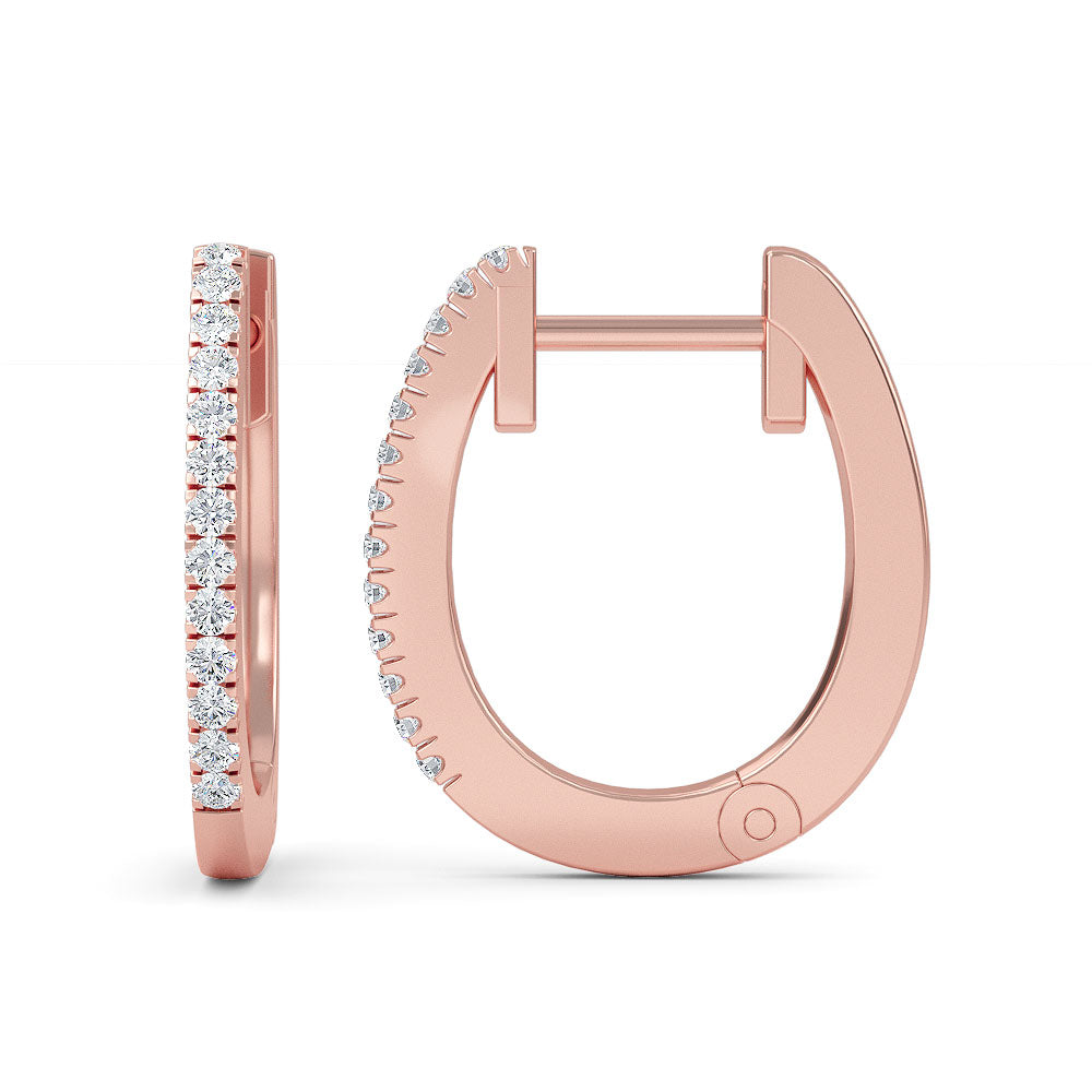 14K Gold 9MM Diamond Hoop Earrings