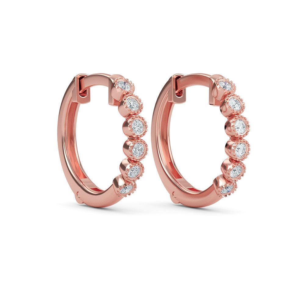 14K Gold Diamond Hoop Earrings