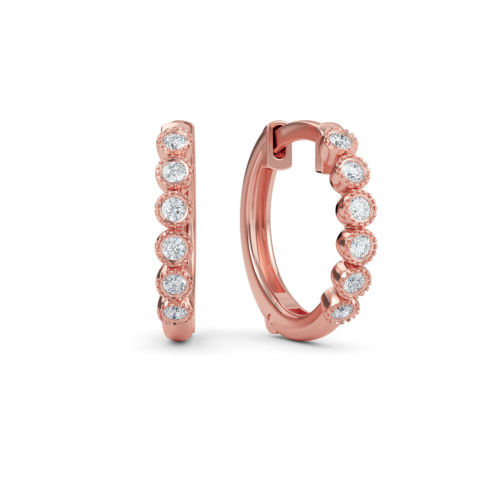 14K Gold Diamond Hoop Earrings