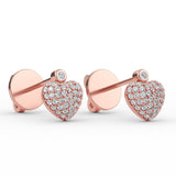 14K Gold Diamond Pave Heart Earrings