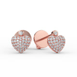 14K Gold Diamond Pave Heart Earrings