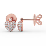 14K Gold Diamond Pave Heart Earrings