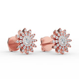 14K Gold Floral Diamond Earring