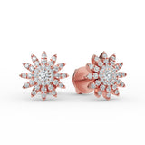 14K Gold Floral Diamond Earring