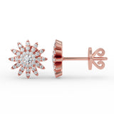 14K Gold Floral Diamond Earring