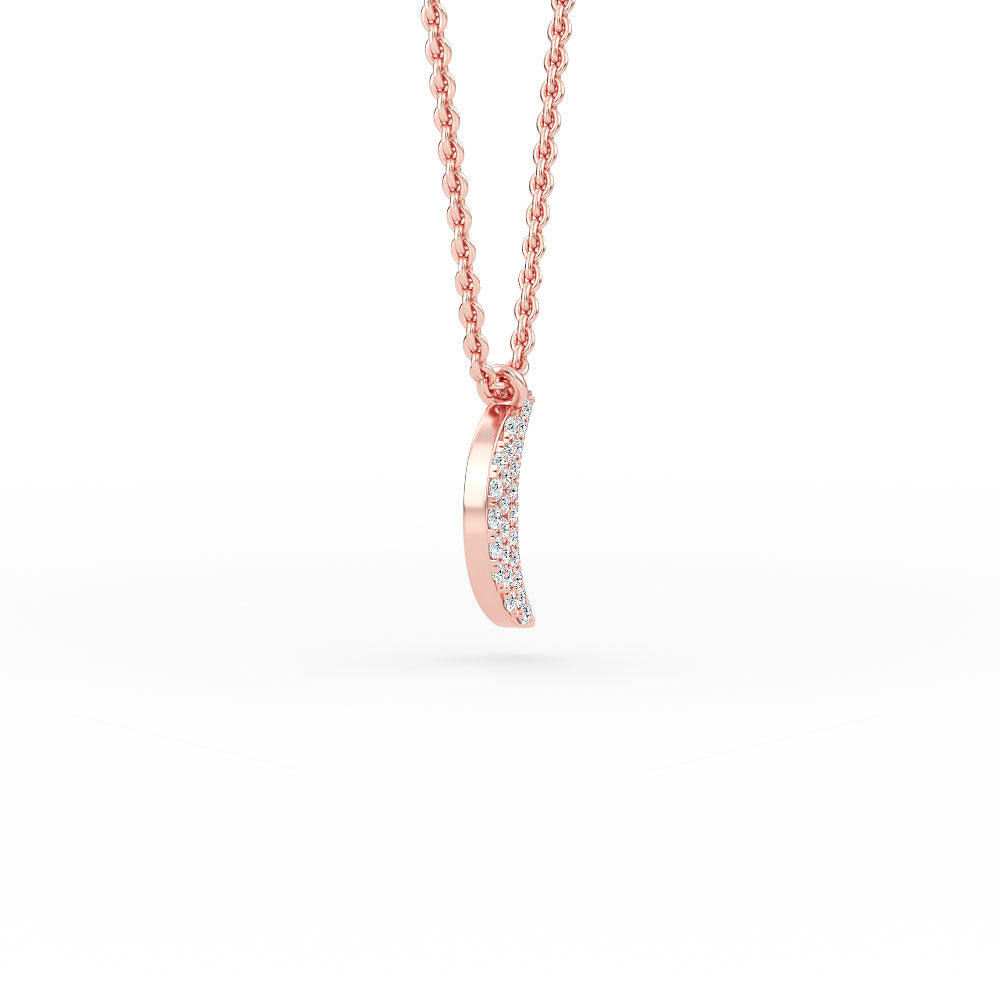 14K Gold Crescent Moon Diamond Necklace