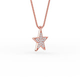 14K Gold Diamond Star Necklace