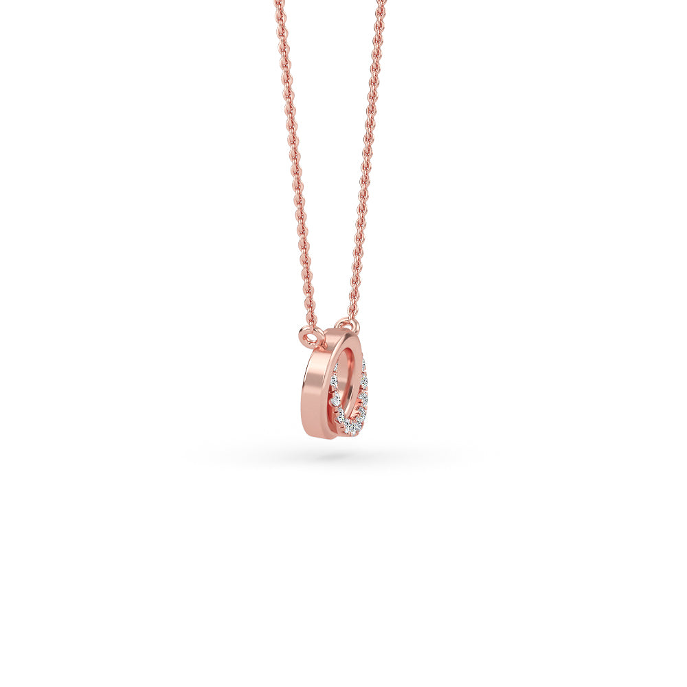 14K Gold Diamond Two Circle Necklace