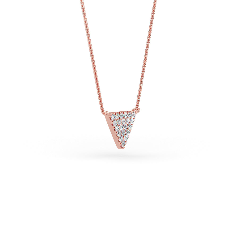 14K Gold Diamond Pave Triangle Necklace