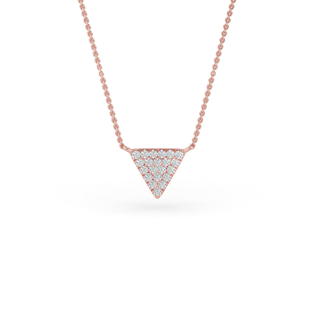 14K Gold Diamond Pave Triangle Necklace