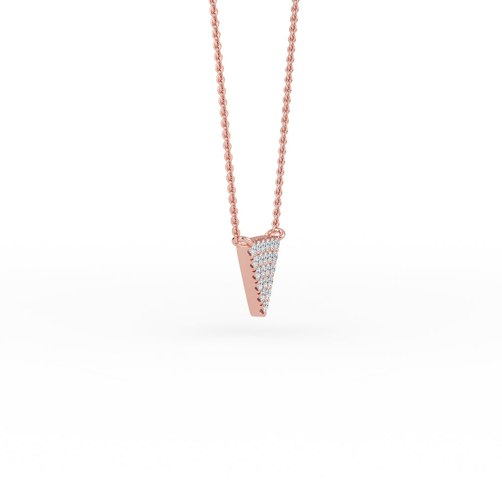 14K Gold Diamond Pave Triangle Necklace