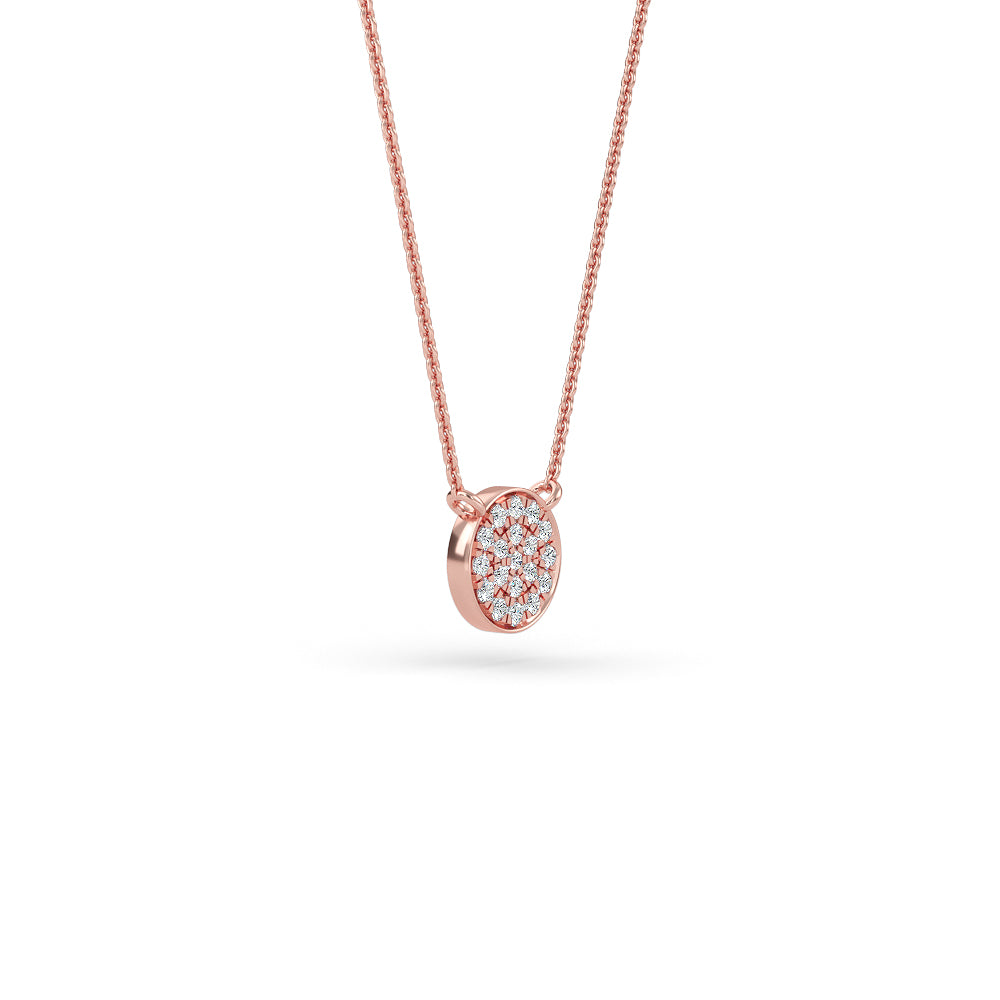 14K Gold Diamond Pave Disc Necklace