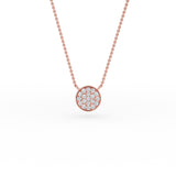 14K Gold Diamond Pave Disc Necklace