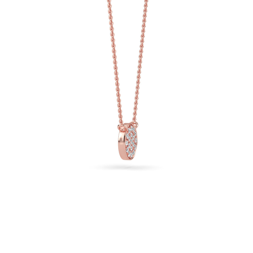14K Gold Diamond Pave Disc Necklace