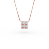 14K Gold Diamond Pave Square Necklace
