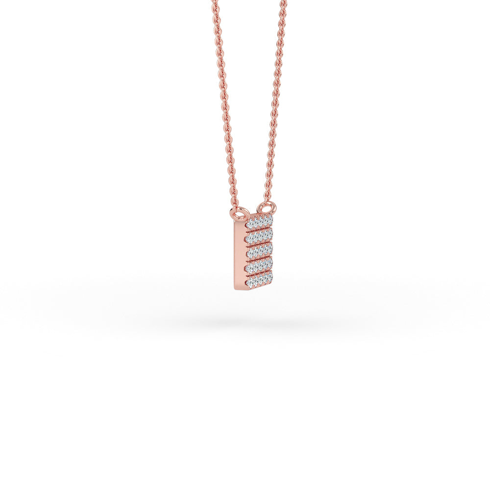 14K Gold Diamond Pave Square Necklace