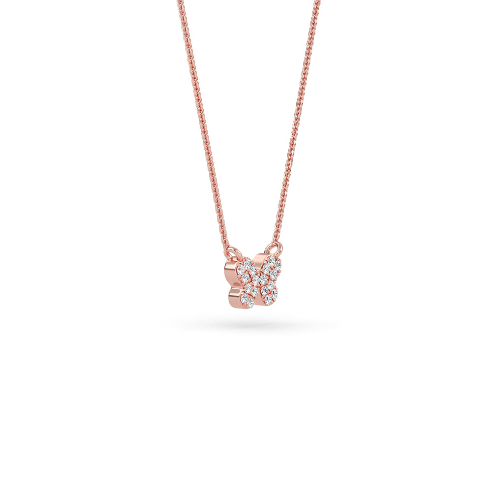 14K Gold Diamond Pave Butterfly Necklace