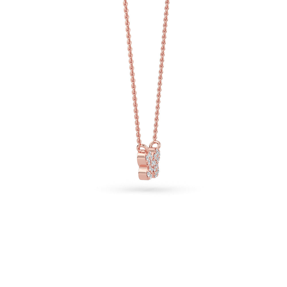 14K Gold Diamond Pave Butterfly Necklace