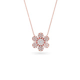 14K Gold Diamond Pave Flower Necklace