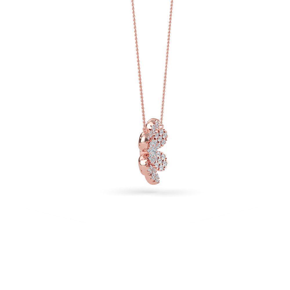14K Gold Diamond Pave Flower Necklace