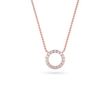 14K Gold Diamond Pave Circle Necklace