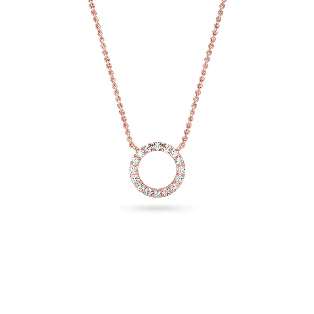 14K Gold Diamond Pave Circle Necklace
