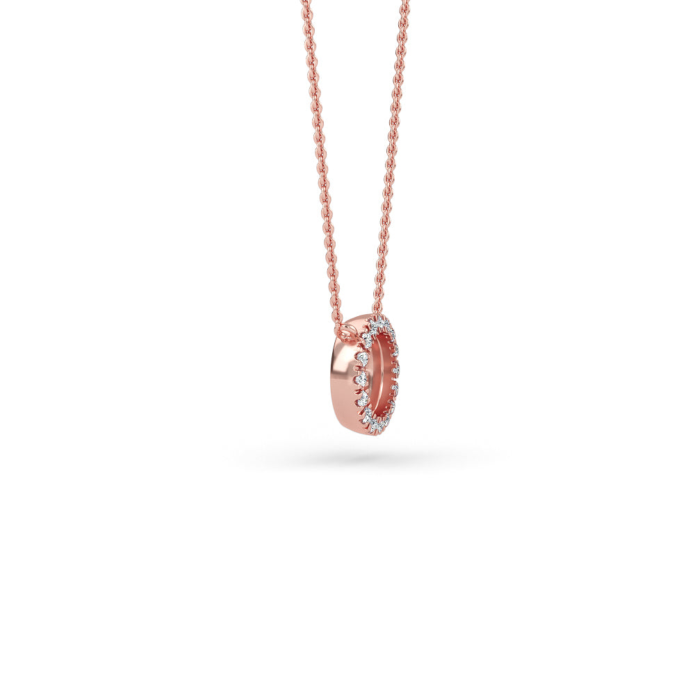 14K Gold Diamond Pave Circle Necklace