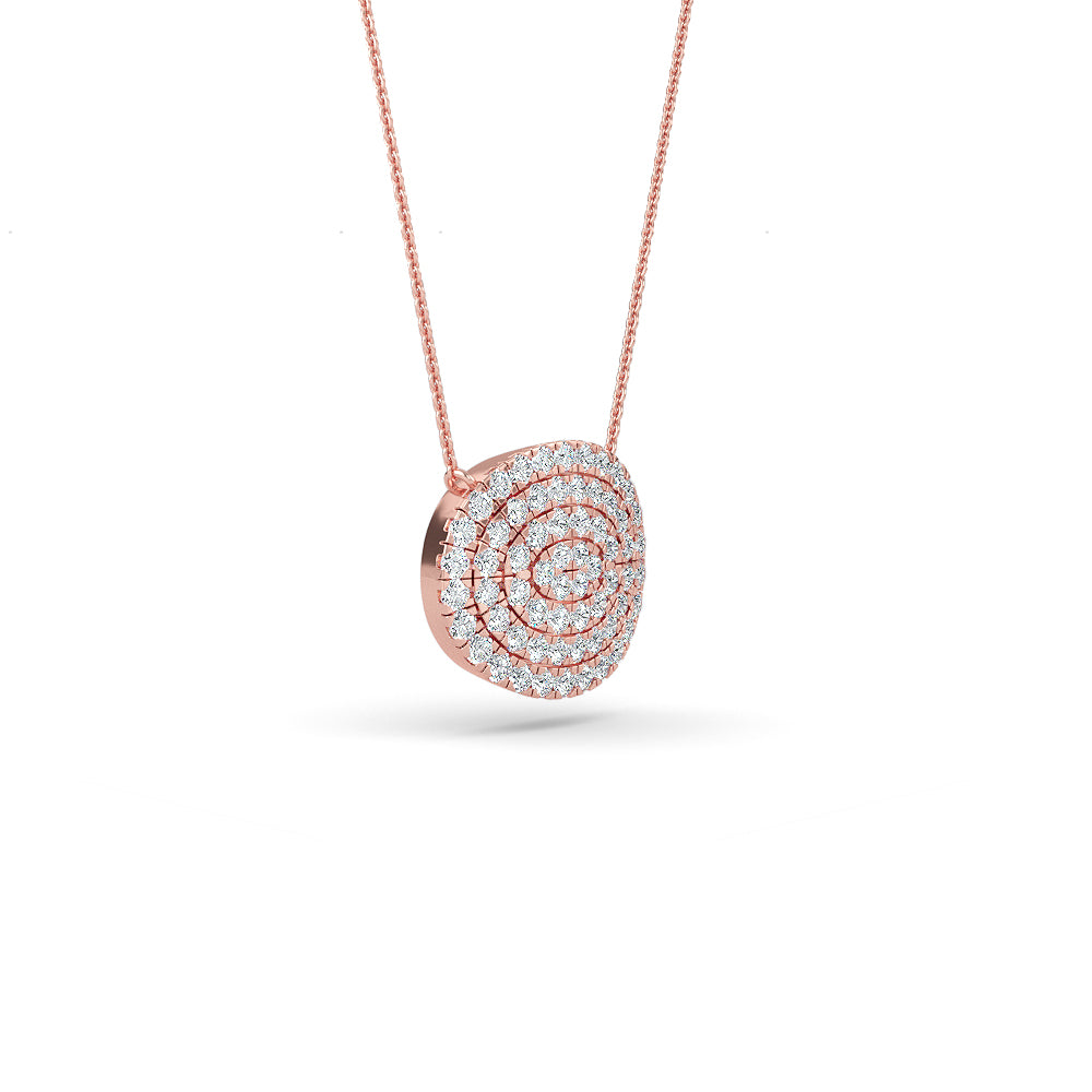 14K Gold Diamond Pave Disc Necklace