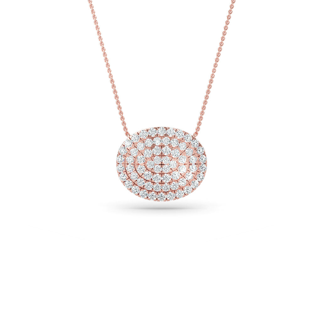 14K Gold Diamond Pave Disc Necklace