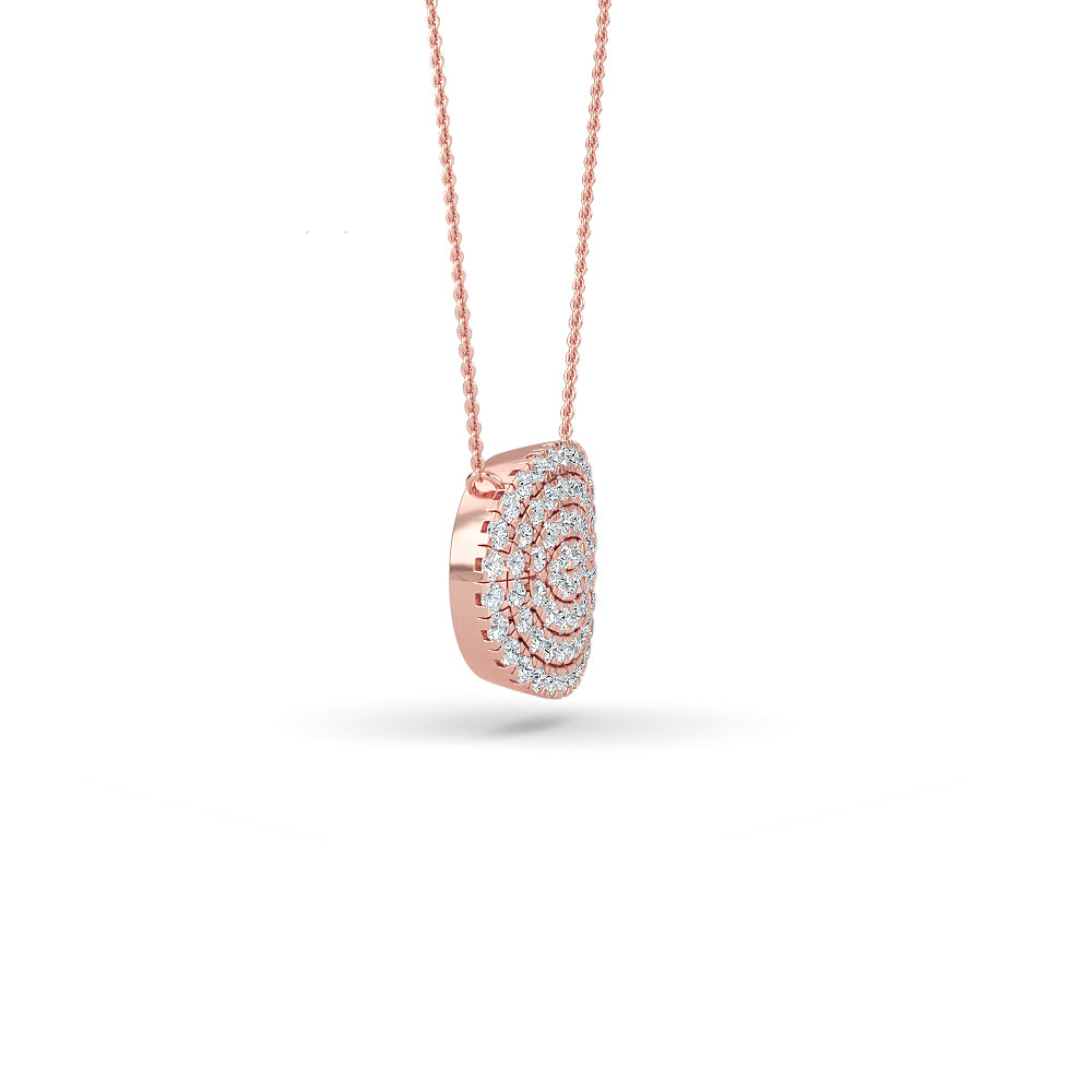 14K Gold Diamond Pave Disc Necklace