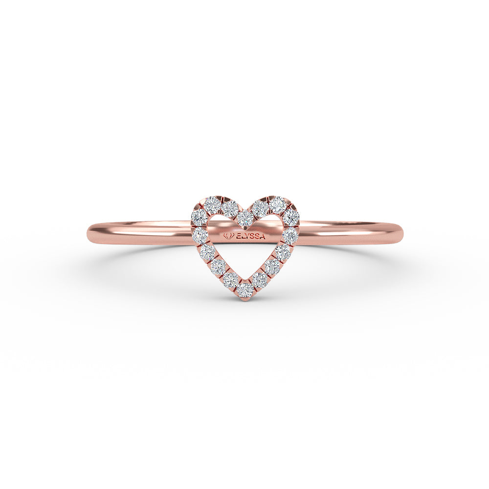 14K Gold Open Heart Diamond Ring