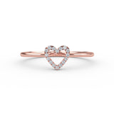 14K Gold Open Heart Diamond Ring