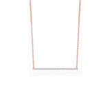 14K Solid Gold Micro Pave Bar Necklace