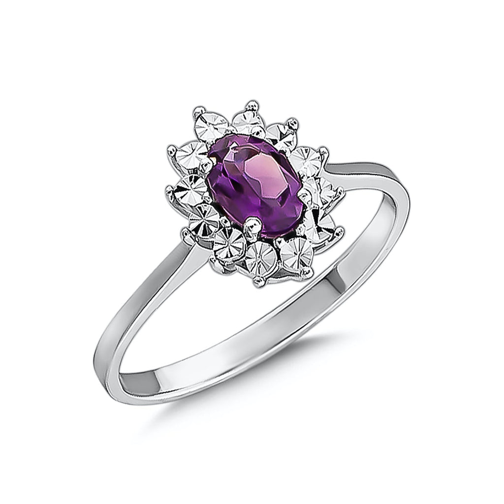 14K White Gold Amethyst Ring