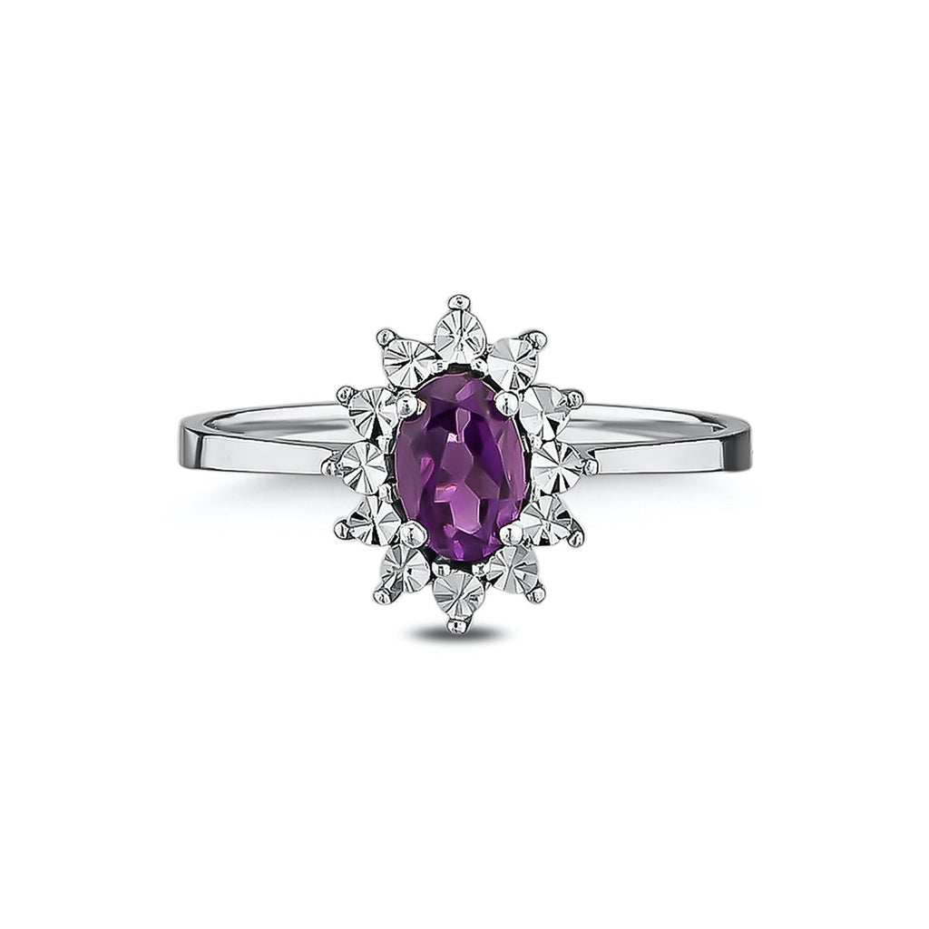 14K White Gold Amethyst Ring