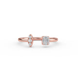 Gold Diamond Baguette Open Ring