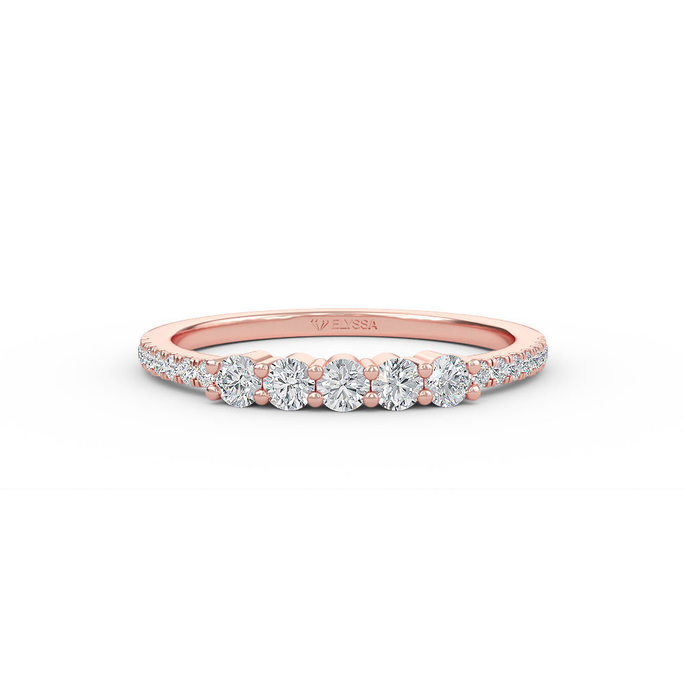 14K Gold 5 Stone Diamond Anniversary Ring