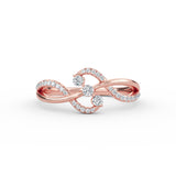 14K Gold Diamond Curl Bypass Ring