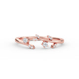 14K Gold Diamond Leaf Open Ring