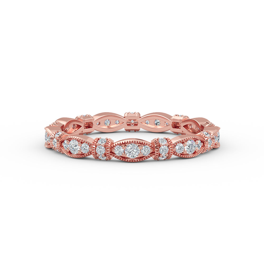 14K Solid Gold Miligran Diamond Wedding Band