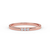 14K Gold 1.6MM 3 Stone Diamond Wedding Band