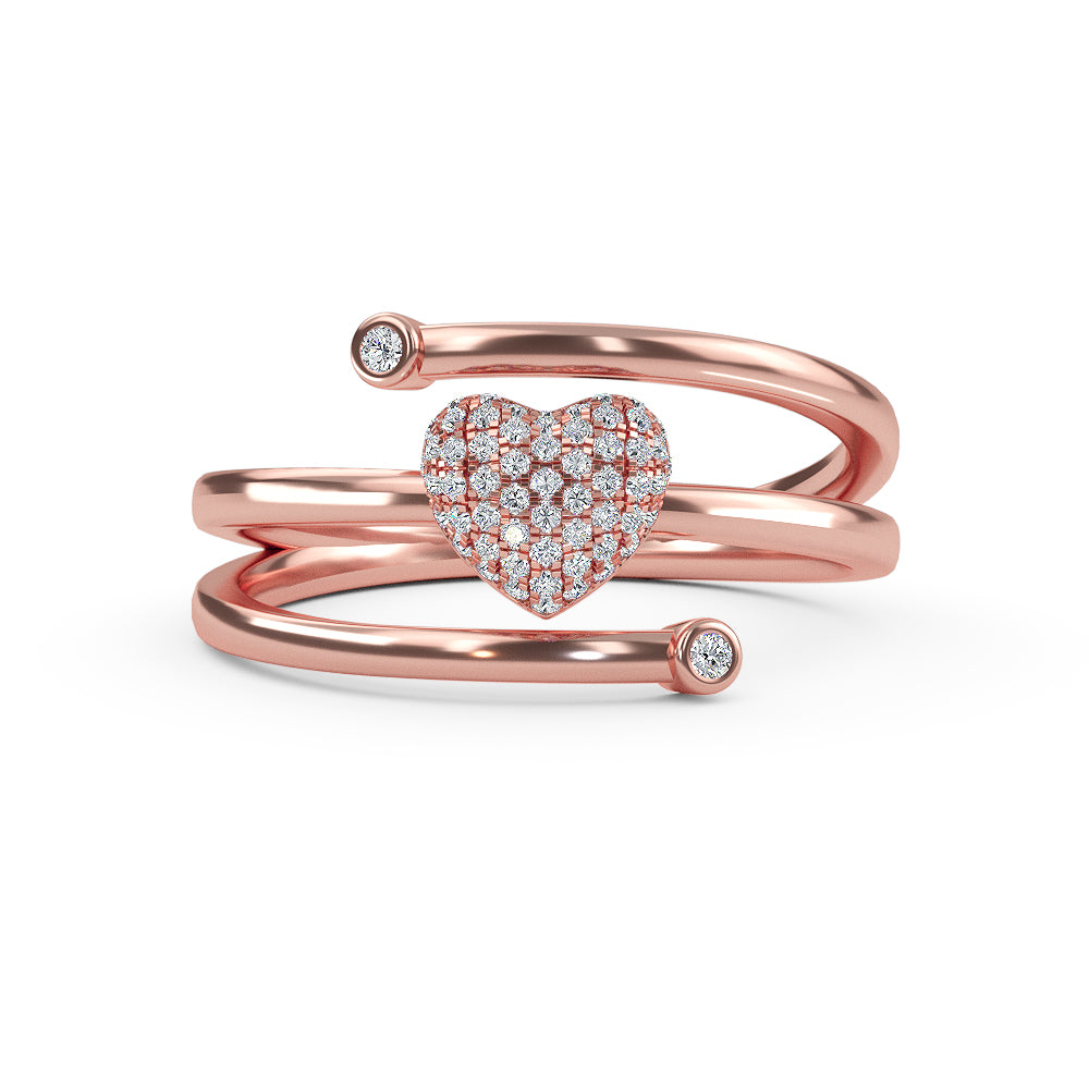 14K Gold Heart Diamond Ring
