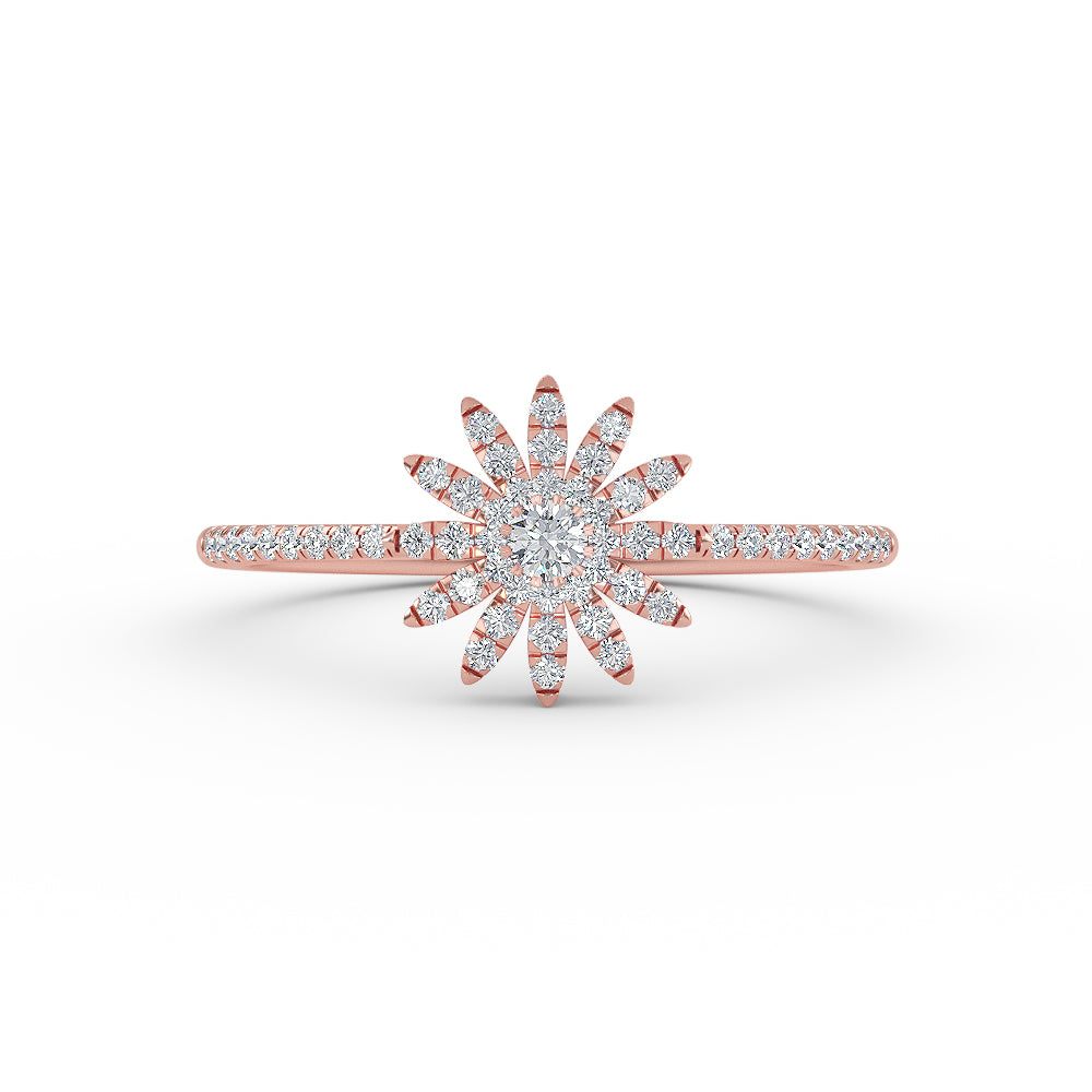 14K Gold Floral Diamond Ring