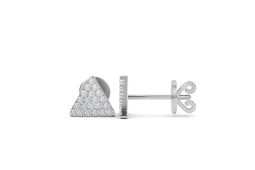 14K Gold Triangle Shaped Round Diamond Studs
