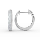 14K Gold Three Row Diamond Huggie Earrings